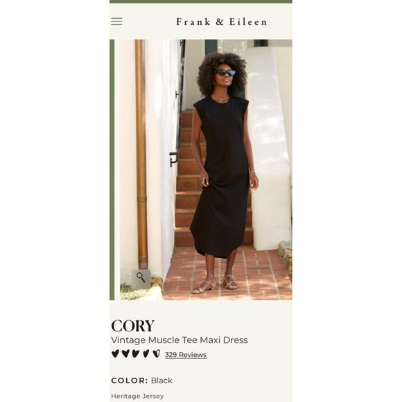 New Frank & Eileen Black Cory Vintage Muscle Tee Maxi Dress L